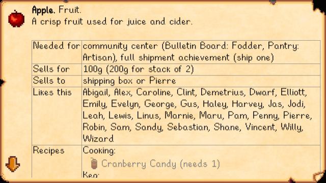 Lookup Anything для Stardew Valley