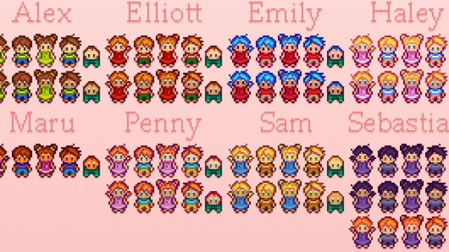 Babies Take After Spouse Plus New Toddler Hair and Clothes for Stardew Valley