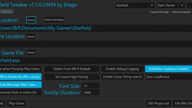 Starfield Configuration Tool - By Bilago для Starfield
