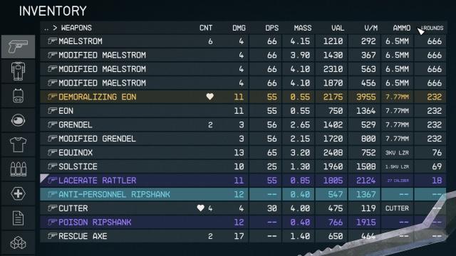 StarUI Inventory для Starfield