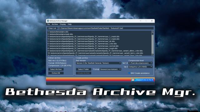 Bethesda Archive Manager - Create and extract BA2