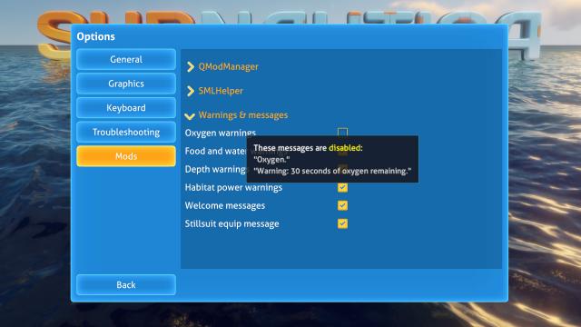 Warnings Disabler for Subnautica