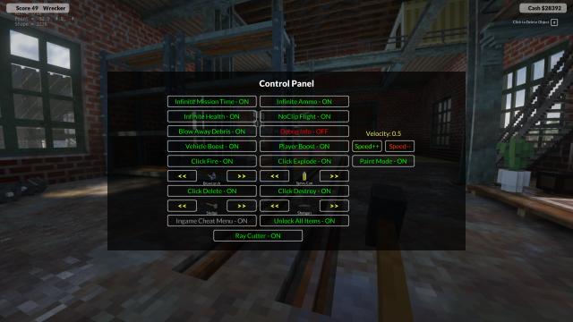 Чити для Teardown / SirCode's Cheats Mod - A simple fiddler and cheat menu для Teardown