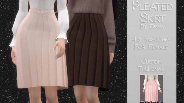 Midi Pleated Skirt для The Sims 4