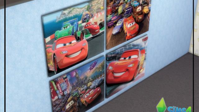 Mcqueen Cars Canvas wallpaints (Read description!) for The Sims 4