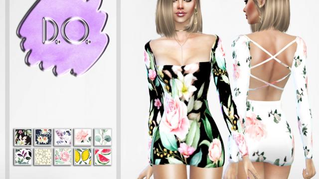 D.O.Lilac Dress 66 для The Sims 4