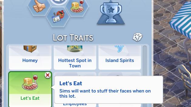 Let's Eat Custom Lot Trait