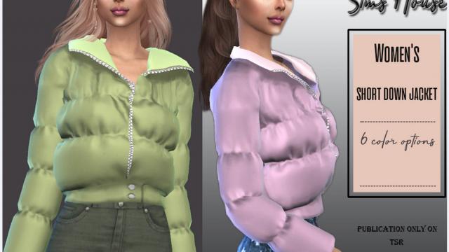 Women's short down jacket для The Sims 4