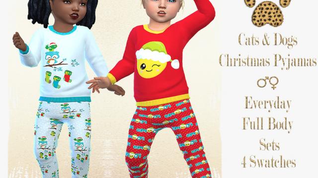 Toddler Christmas PJ - Needs EP Cats & Dogs для The Sims 4