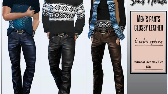 Men's pants glossy leather