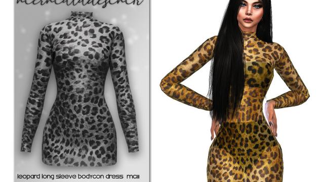 Leopard Long Sleeve Bodycon Dress MC111