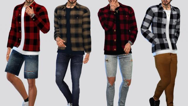 Curtis Plaid Shirt для The Sims 4