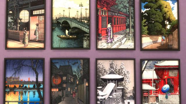 Japanese print artworks для The Sims 4