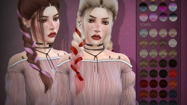 LeahLillith Ribbon Hair для The Sims 4