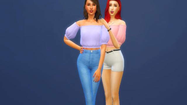 VV Off-Shoulder Crop Top - Light для The Sims 4