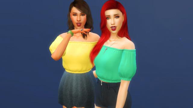 VV Off-Shoulder Crop Top - Light для The Sims 4