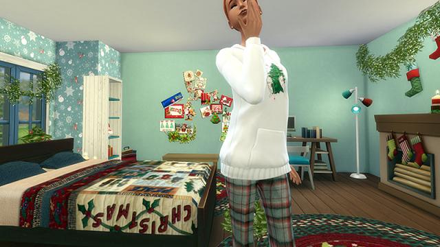 Warm Christmas Bedroom for The Sims 4