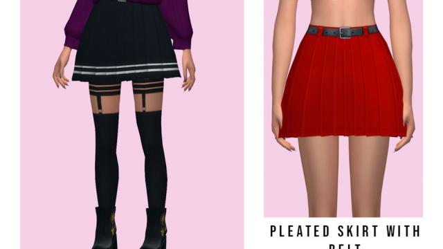 Pleated Skirt With Belt