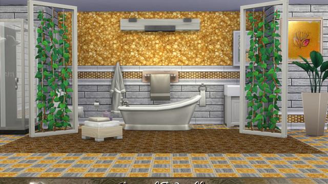 Jewel Wallpaper in golden для The Sims 4