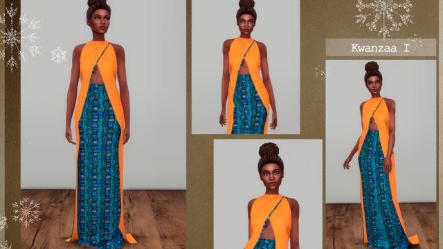 Holiday Wonderland - Kwanzaa Dress I - VI для The Sims 4