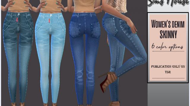 Women's denim skinny для The Sims 4