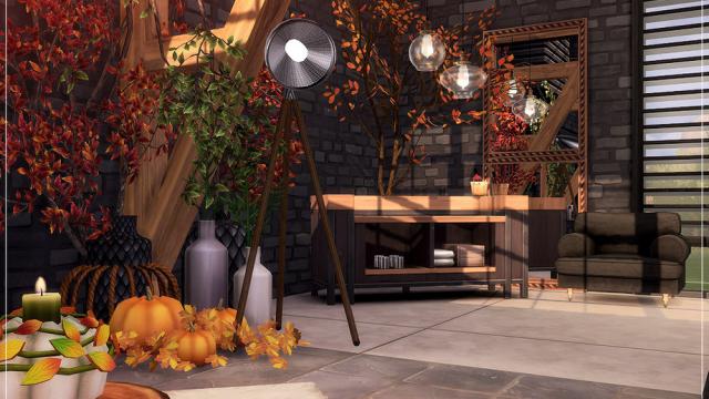 Осенняя гостиная в лофте / Autumn Loft Livingroom версия Nov 16, 2020 для The Sims 4