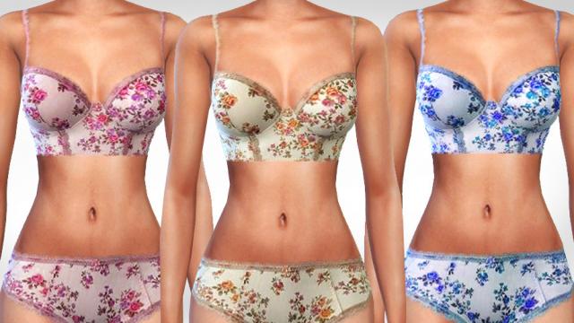 Спідня білизна з квітками / Female Cute Floral Intimates для The Sims 4