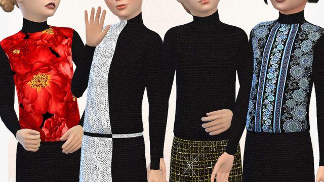Girls Turtleneck Sweater Dress для The Sims 4