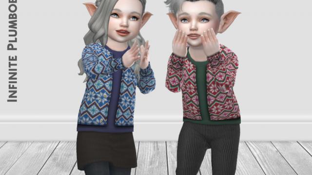 IP Toddler Christmas Knit Cardigan for The Sims 4