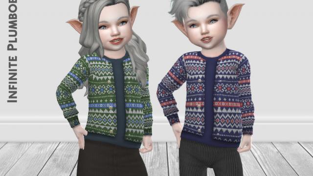 IP Toddler Christmas Knit Cardigan for The Sims 4