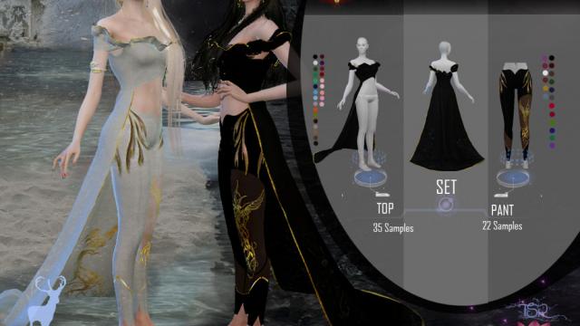 DSF SET BLACK PHOENIX ELVES COSTUME for The Sims 4