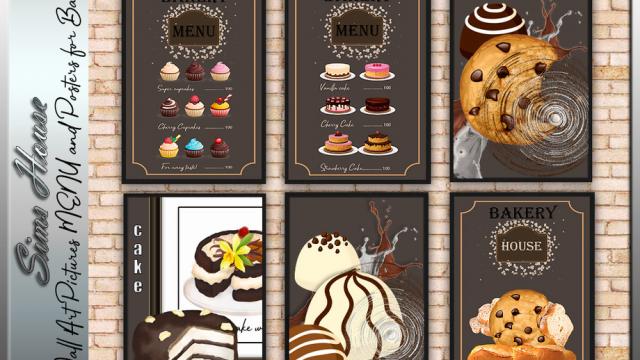 Wall art paintings MENU and Posters for Bakery and Cafe