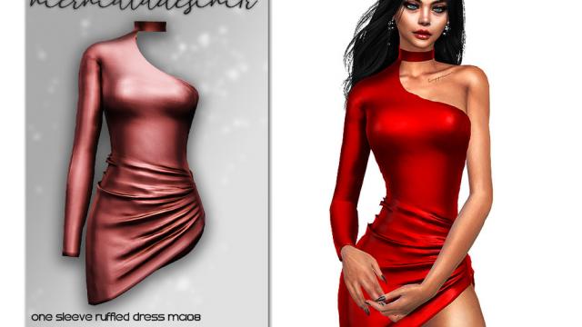 One Sleeve Ruffled Dress MC108