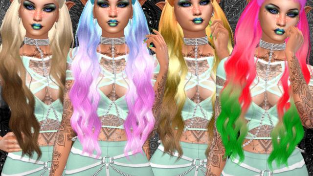 Fantasy Recolor of LeahLillith's Souls hair для The Sims 4