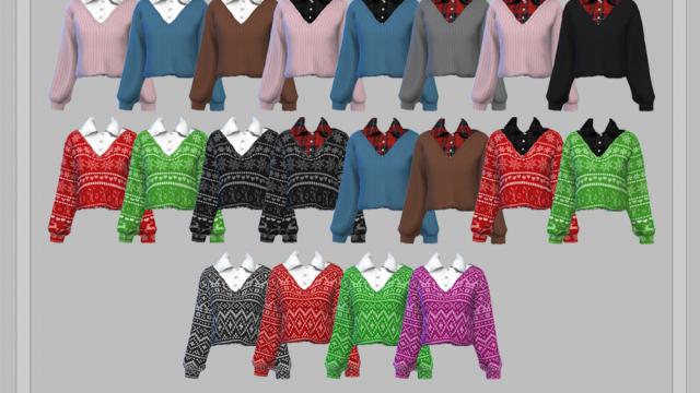 Holiday Sweater With Shirt для The Sims 4