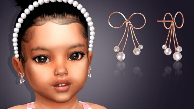 Bowknot Pearl Earrings For Toddlers - Сережки для малюків