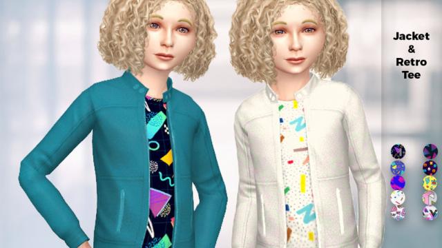 Жакет та топ для дітей / Junior Jacket & Retro Tee для The Sims 4