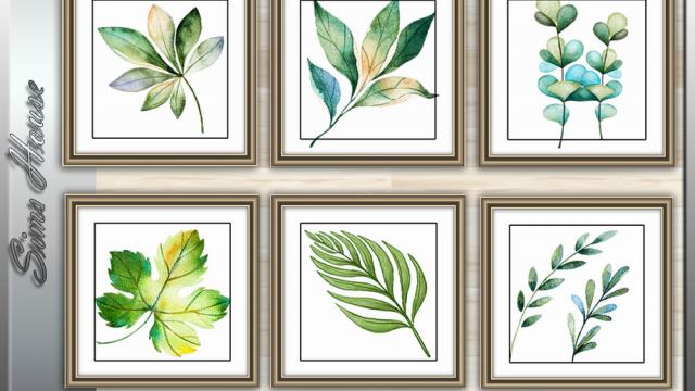 Wall Art Green Leaves для The Sims 4