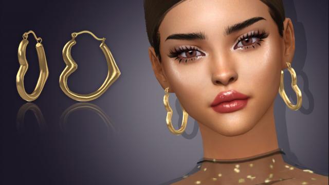 Thick Heart Hoop Earrings