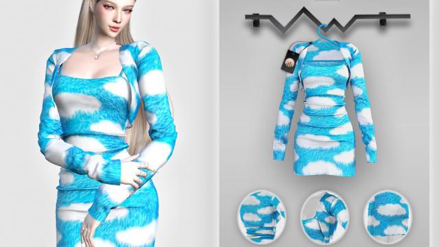 Cloud Print Dress BD448