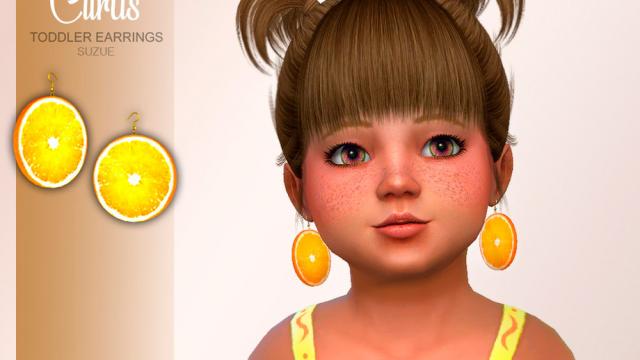 [Suzue] Citrus Toddler Earrings для The Sims 4