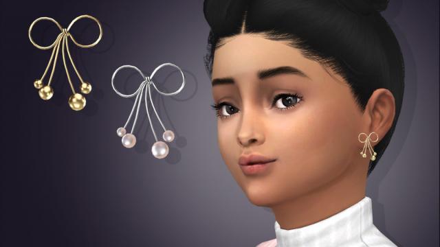 Bowknot Pearl Earrings - -