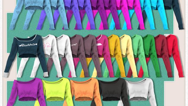 JavaSims- Harvard Crop Top Sweater для The Sims 4