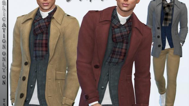 Мужское короткое пальто с шарфом / Men's short coat with scarf версия Nov 15, 2020