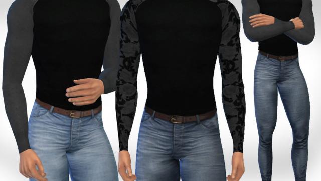 Male Sims Long Sleeve Tops для The Sims 4