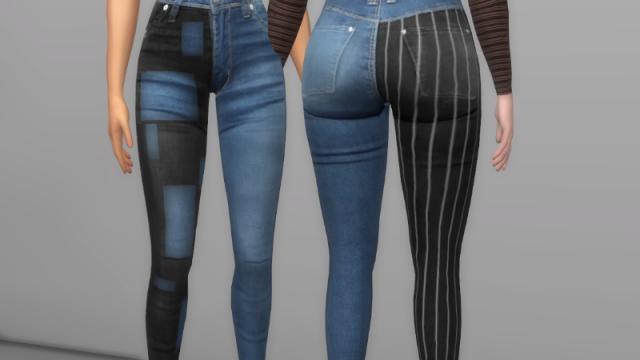 Two Tone Denim Jeans для The Sims 4