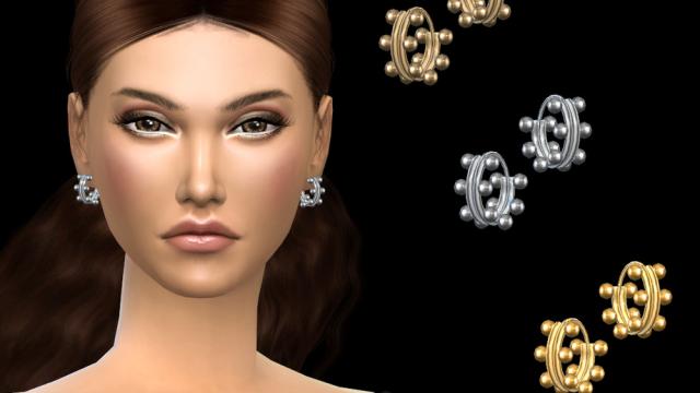 NataliS_Double Beaded Mini Hoop Earrings - Сережки-кільця для The Sims 4