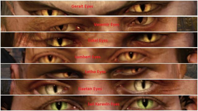 Унікальні очі для всіх відьмаків / Unique Eyes for ALL Witchers (EXCEPT GERALT) для The Witcher 3