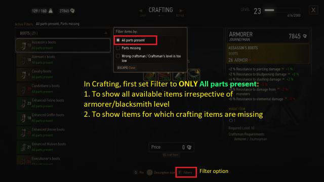 Free Crafting - No Crafting requirement - Немає вимог для крафту для The Witcher 3