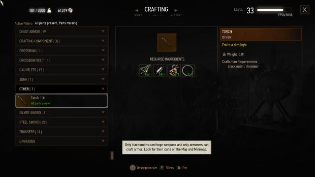 Реалістичні смолоскипи / Realistic Torches - Craftable and Expiring для The Witcher 3